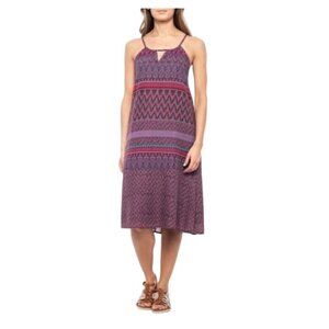 PrAna Womens Tribal Print Sleeveless Midi Dress With Keyhole Neckline & Lined S